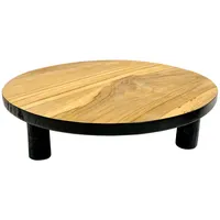 Spetebo Teak Blumenteller schwarz - 20 cm / Holz