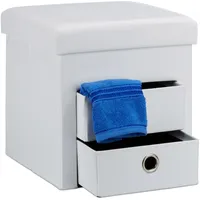 Relaxdays Sitzhocker faltbar, Stauraum, 2 entnehmbare Fächer, HxBxT:38x38x38cm, Kunstleder,