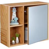 Relaxdays Spiegelschrank, Spiegelschrank 54,5 x 20 cm, Badezimmer Hängeschrank,