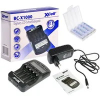 XCell Schnellladegerät mit LCD-Display + 4x eneloop AA Mignon