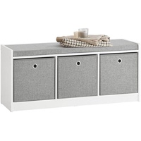 SoBuy Schuhbank Weiß Holzwerkstoff, 102x45x32 cm