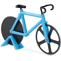 Relaxdays Fahrrad Pizzaschneider, lustiger Pizzaroller mit Schneiderädern aus Edelstahl,