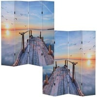 Mendler Foto-Paravent T234, Paravent Trennwand MVG-zertifiziert 180x160cm Sonnenuntergang
