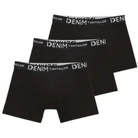 Tom Tailor DENIM Herren Boxershorts im 3er-Pack, schwarz, Uni,