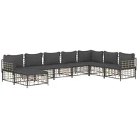 VidaXL 8-tlg. Garten-Lounge-Set mit Kissen Anthrazit Poly Rattan