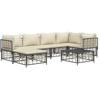 VidaXL 7-tlg. Garten-Lounge-Set mit Kissen Anthrazit Poly Rattan