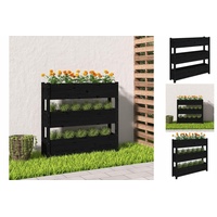 VidaXL Pflanzkübel Schwarz 112x25x104,5 cm Massivholz Kiefer