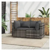 VidaXL Garten-Ecksofa 2-tlg. grau