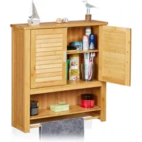 Relaxdays Badezimmerschrank, Lamell 62 x 66 cm,