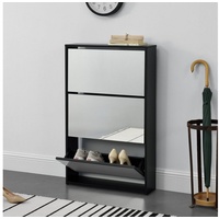 [en.casa] Schuhkipper Vogar mit 3 Türen 102,5x63x17 cm Schwarz