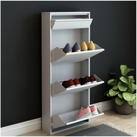 [en.casa] Schuhschrank Sokndal mit 4 Klappen Weiß