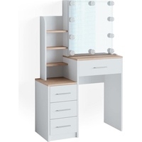 Vicco Schminktisch Conrada Weiß Sonoma Schminkspiegel 80x132 modern LED