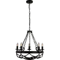 Searchlight Kronleuchter Cartwheel III, schwarz, Metall, 54x102x54 cm, Europäischer