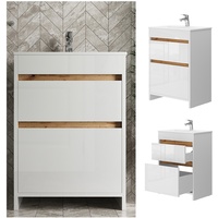 Vicco Badmöbel-Set Detmold Weiß 2 Teile Unterschrank 60 cm