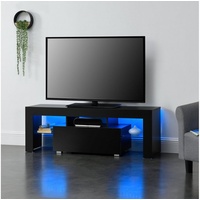 [en.casa] TV Möbel, Grimsey 130x40x38 cm mit Schublade Schwarz
