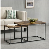 [en.casa] Couchtischset Härnösand 2er Set Dunkler Holzton