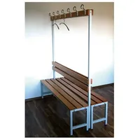 SZ METALL Doppel-Sitzbank 1,50 m, mit Hakenleiste-Garderobe braun, 150x42x30