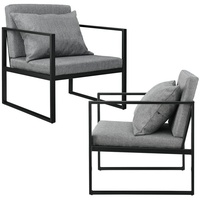 [en.casa] en.casa Sessel Ragusa 2er Set Dunkelgrau