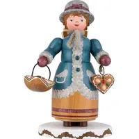 Hubrig Volkskunst GmbH Räuchermann Lebkuchenhändlerin 20 cm blau/bunt/gelb