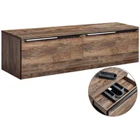 Lomadox Badmöbel Waschtisch Waschbecken-Unterschrank Set 160cm, Vintage Oak Eiche,