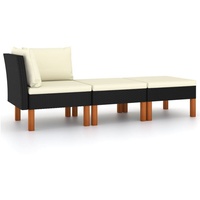 VidaXL Polyrattan Lounge-Set 3-tlg. schwarz 315769