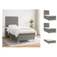VidaXL Boxspringbett mit Matratze Dunkelgrau 90x200 cm Stoff