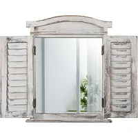 Mendler Wandspiegel Spiegelfenster mit Fensterläden 53x42x5cm - weiß shabby