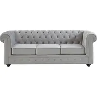 Vente-unique Sofa 3-Sitzer - Samt - Hellgrau - Chesterfield