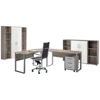 MID.YOU Büro Office Edition Set 5, Weiß/Sonoma Eiche,