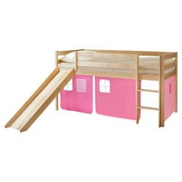 TICAA Spielbett 'Manuel',aus Kiefer, rosa/kieferfarben/hellrosa