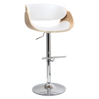 Miliboo Design-Barhocker Weiß und helles Holz Bent