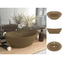 VidaXL Luxus-Waschbecken Überlauf Oval Matt Creme 58,5x39cm Keramik
