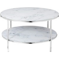 SalesFever Couchtisch Tischplatten in Marmoroptik, Weiß/Chromfarben | Chromfarben |