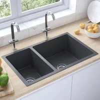 VidaXL Küchenspüle Schwarz Edelstahl