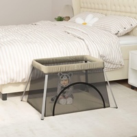 VidaXL Baby-Laufstall mit Matratze Taupe Leinenstoff