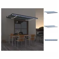 VidaXL LED Automatische Markise 450 x 350 cm blau/weiß