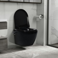 VidaXL Wand-WC ohne Spülrand mit Bidet-Funktion Keramik Schwarz
