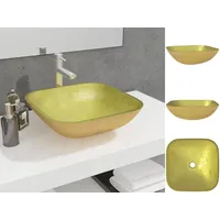 VidaXL Waschbecken Glas 42x42x14 cm Gold