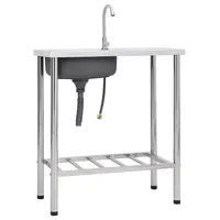 VidaXL Camping-Spüle Edelstahl links Einbauart 40 x 75 mm
