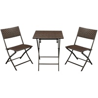 DEGAMO Bistroset ROSSANO 3-teilig klappbar, Metall + Polyrattan braun