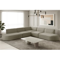Fun Möbel Ecksofa Designersofa PALMA Stoff Opera Velvet Pearl