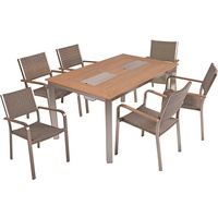 Garden Pleasure Gartenmöbel-Set Florence 7-teilig mit Stapelstühle Champagner