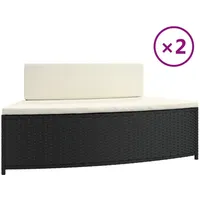 VidaXL Whirlpool-Bänke mit Auflagen 2 Stk. Schwarz Poly-Rattan