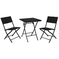 PROGARDEN 3-tlg. Garten-Bistro-Set Rattan-Optik - Schwarz