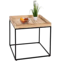 Mendler Beistelltisch HWC-K71, Kaffeetisch Couchtisch Tisch, Paulownia-Holz Metall 60x60x60cm
