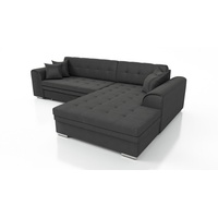 Fun Möbel Couchgarnitur SARRA Stoff schwarz mit Schlaffunktion Ottomane