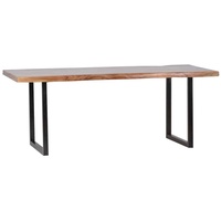 MiaMöbel Esstisch 'Vanaja' 200x100 cm, Teak/Antikschwarz Massivholz, Metall Teak