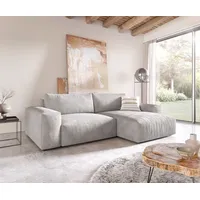 DeLife Ecksofa Lanzo XL 270x180 cm Cord Silbergrau Recamiere