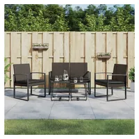 VidaXL 5-tlg. Garten-Essgruppe mit Kissen Braun PP-Rattan