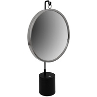 Kayoom Schminkspiegel, Schwarz, Silber, Metall, Glas, rund, 41x75x14 cm,